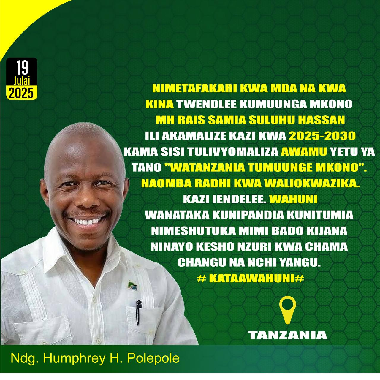 Ambassador Humphrey Polepole - Official Announcement